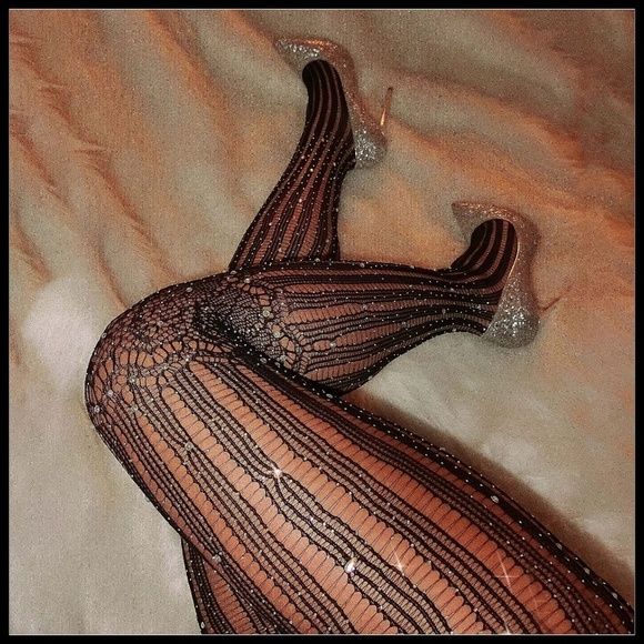 ❤️NEW Sexy Bling Stripe Fishnet Stockings - Picture 3 of 4